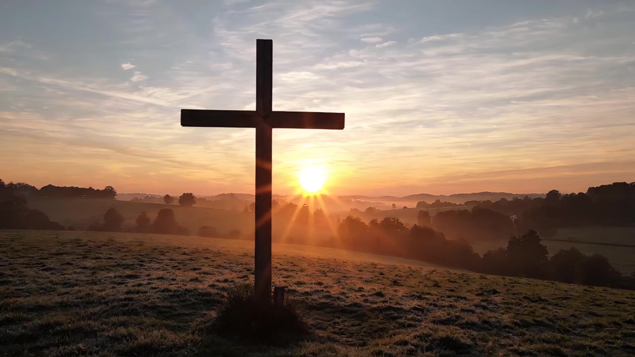 Christliches Kreuz Himmlisches Licht Anbetungshintergrund 4K