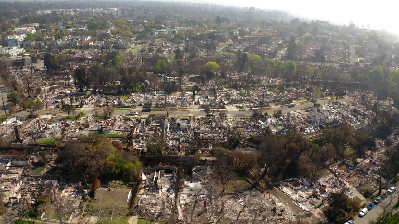Aerial View of a Residential Area Devastated by Wildfire
