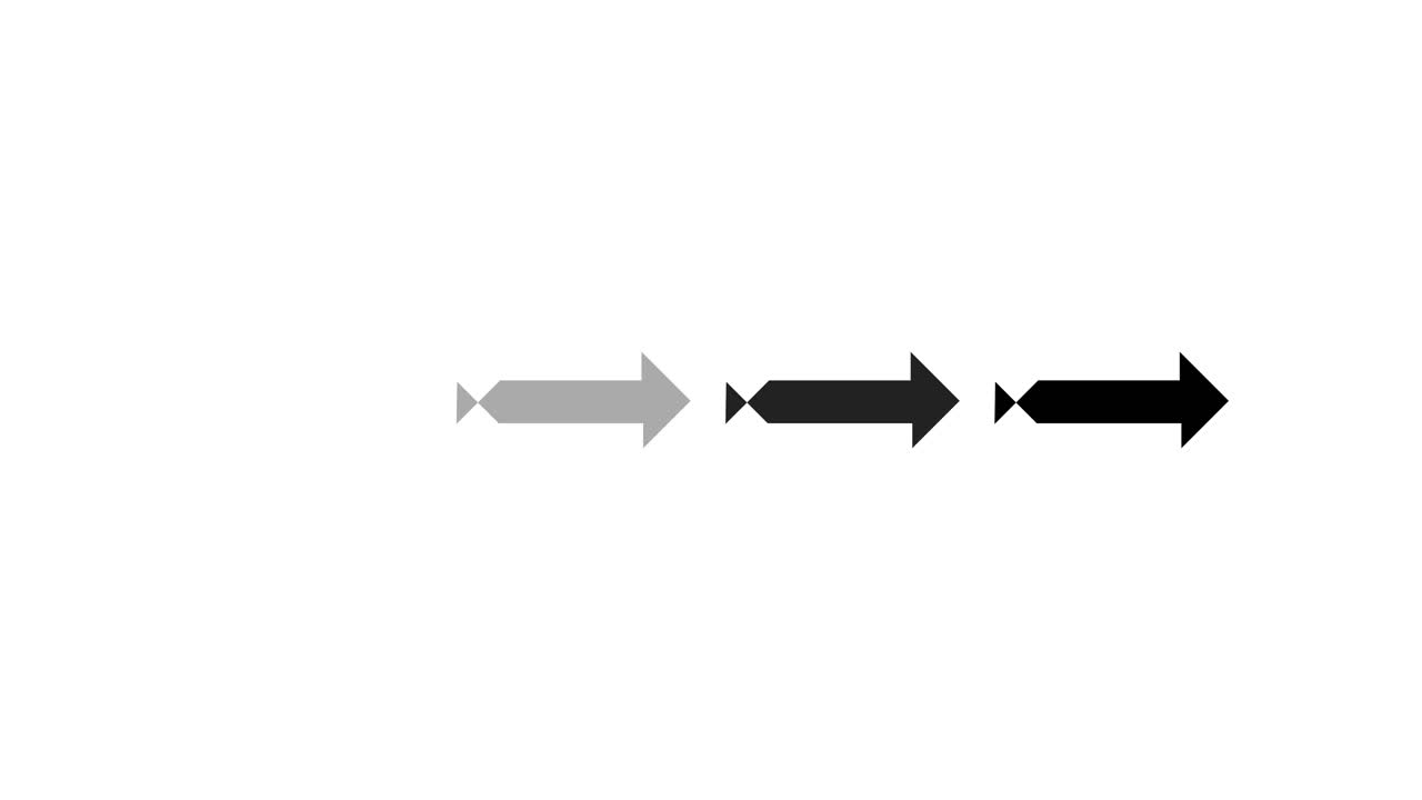 Black Arrow Moving with Trail on White Background