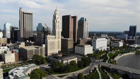 columbus ohio skyline - aerial drone footage