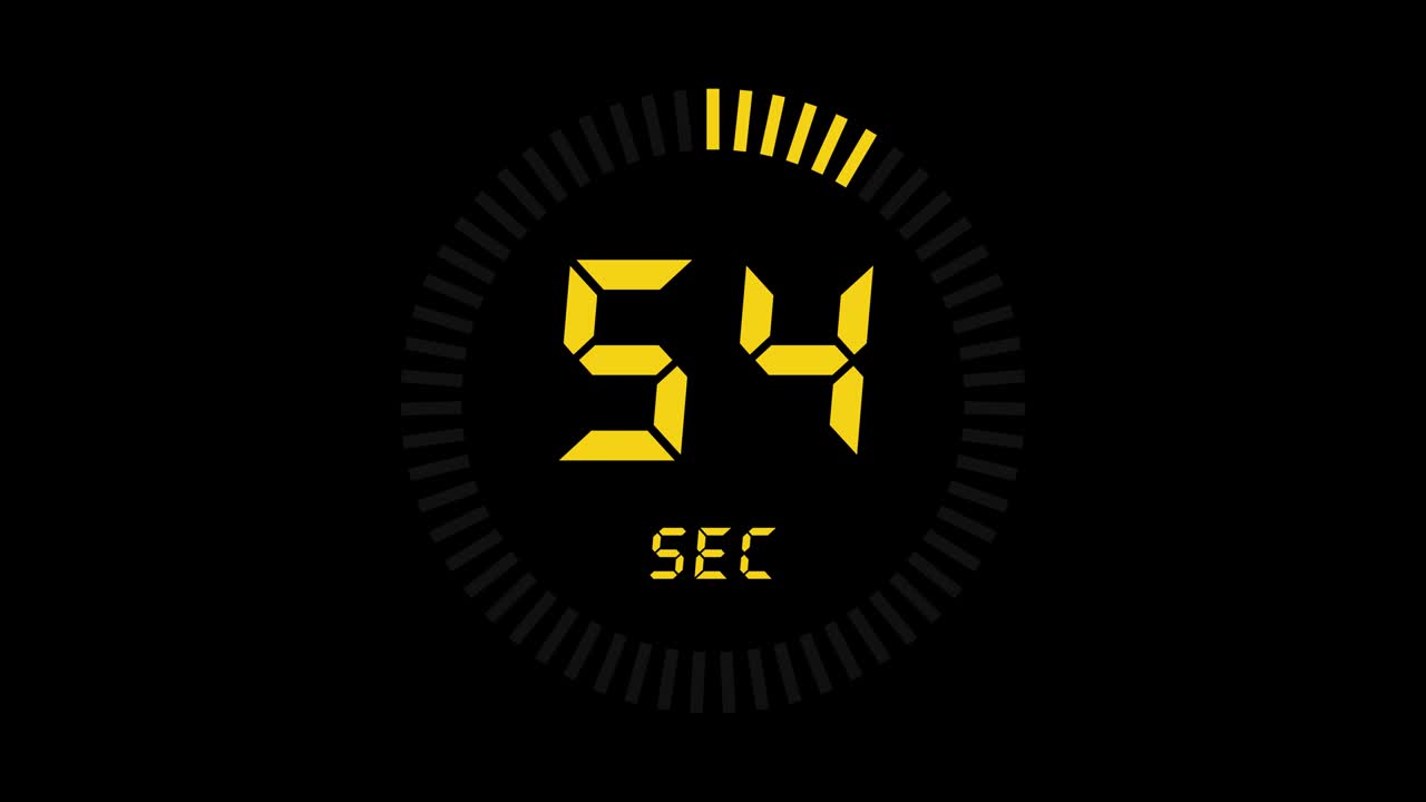 шестидесятисекундный цифровой таймер обратного отсчета на прозрачном фоне