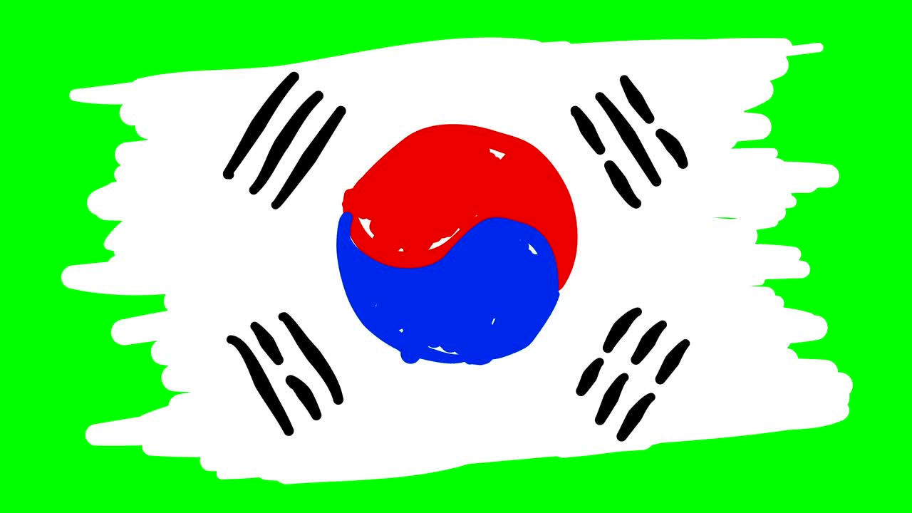 녹색 스크린에 남한 발 그림 고립 된 화이트 보드