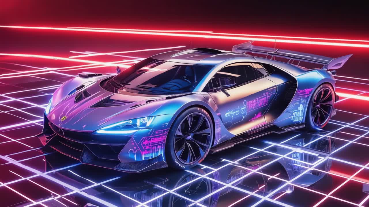 coche deportivo futurista con luces de neón
