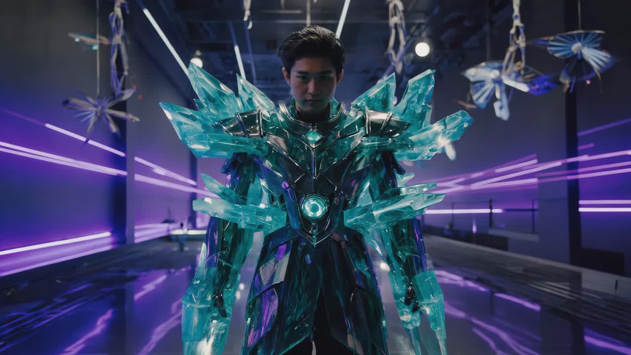 Asian man in crystal armor