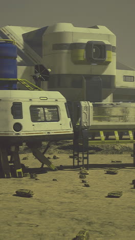 alien landscape with futuristic structures for exploration base