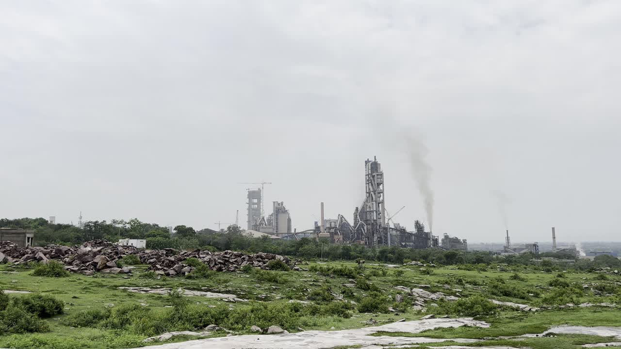 Extreme Long shot of a Cement factory
