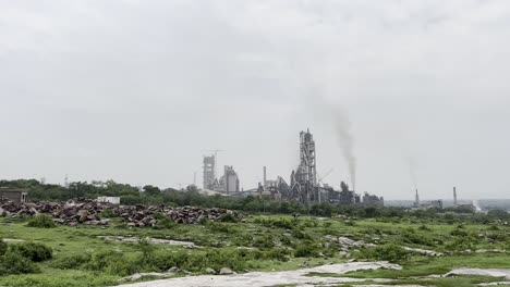 extreme long shot of a cement factory