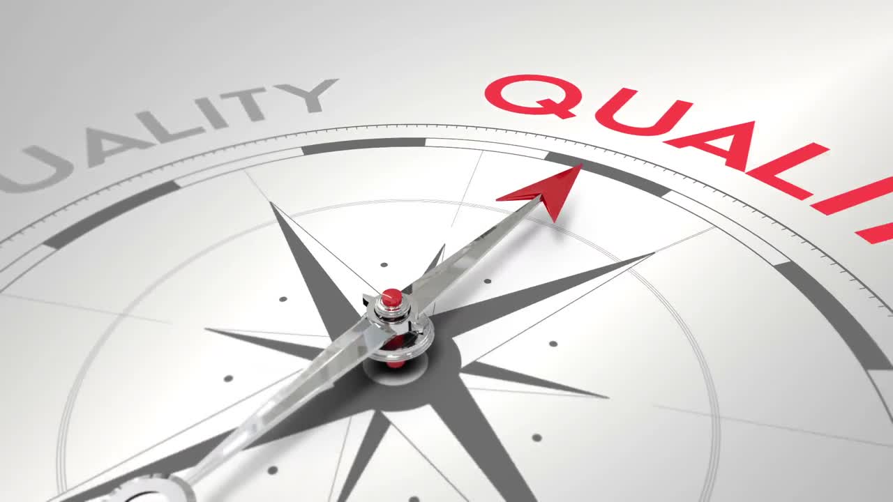 Compass pointing to quality