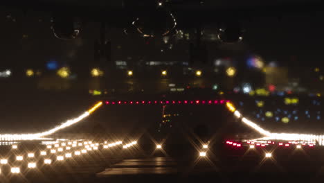 airplane landing at night slow motion