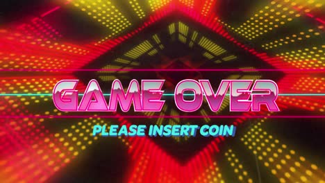 animación del juego sobre banner de texto contra formas abstractas de neón en un patrón sin costuras