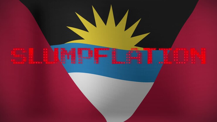 Animazione del testo slumpflation sulla bandiera di Antigua e Barbuda