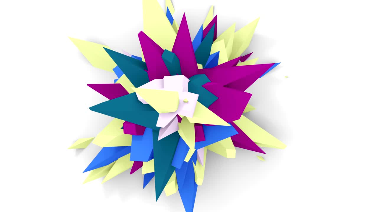 4k. flor digital abstracta. versión con colores amarillo, azul y púrpura. bucle sin costuras.