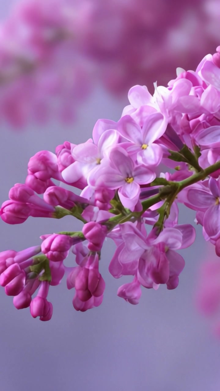 Bunga Lilac Halus Menampilkan Kelopak Ungu Cerah dengan Latar Belakang Lembut, Menyoroti Keindahan dan Keanggunan Seni Bunga Alam