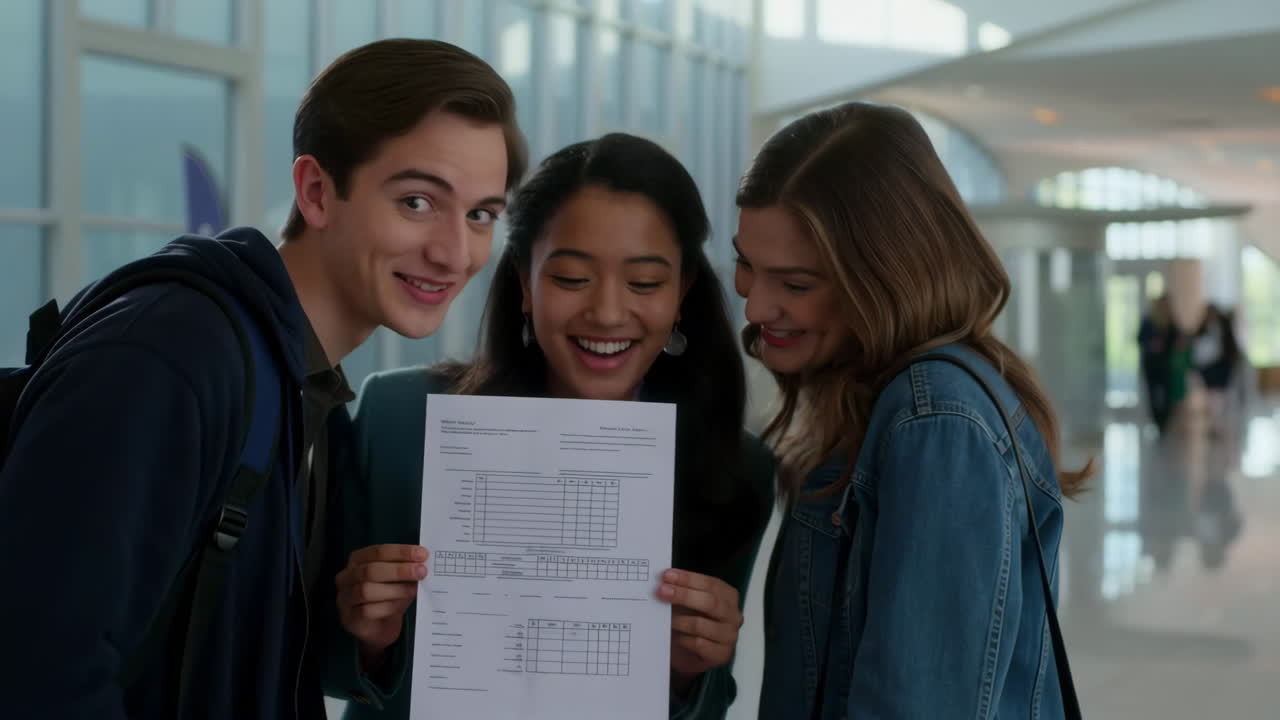 Students celebrating academic results