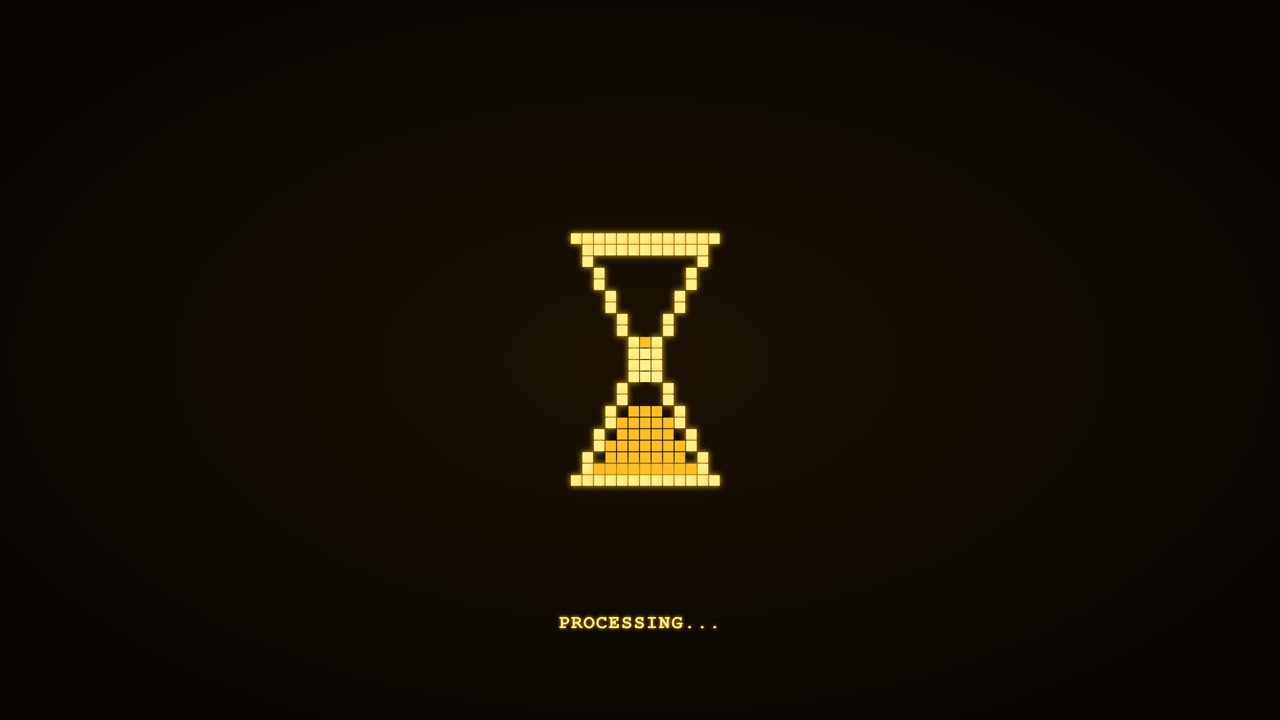 Pixel Art Hourglass Loading Animation on Dark Background