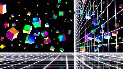 cyberpunk grid with colorful cubes