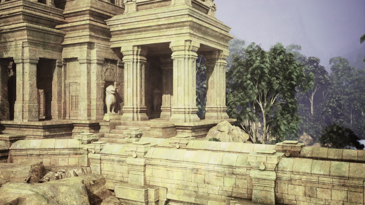 Ancient Temple Ruins with Stone Architecture