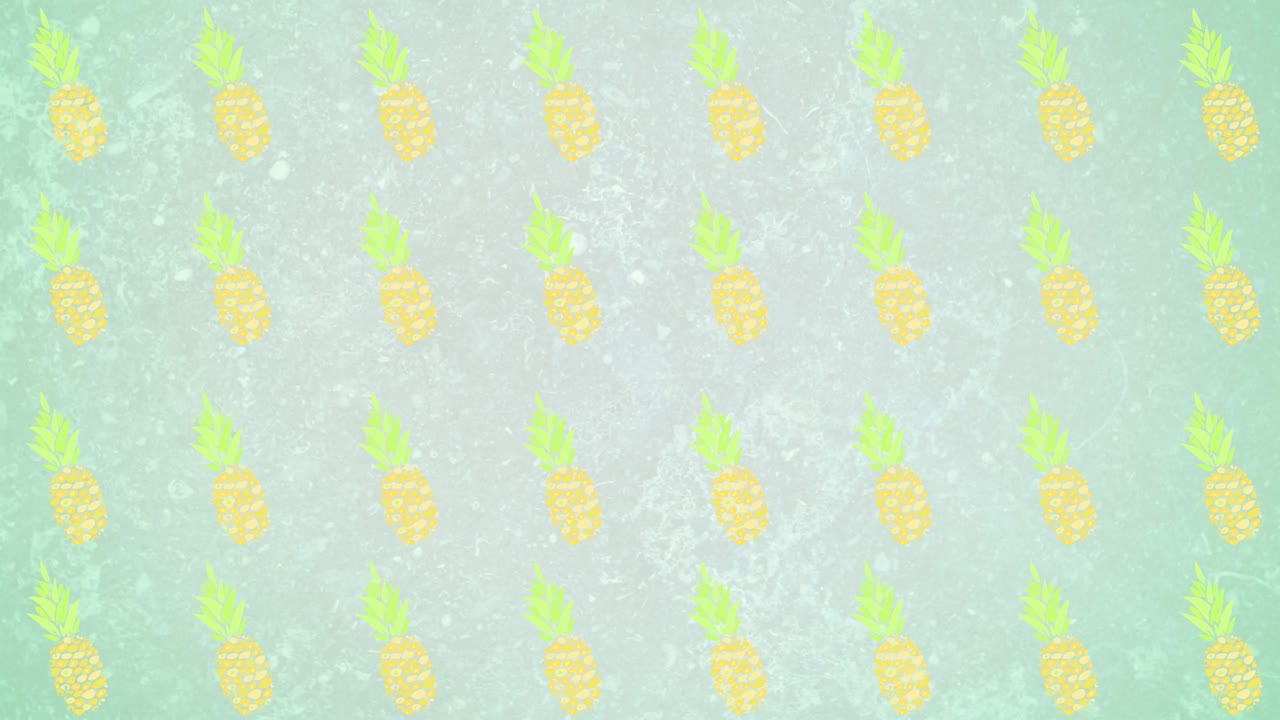 Animation of pineapples moving on green background