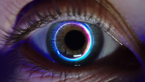 human eye with futuristic digital interface
