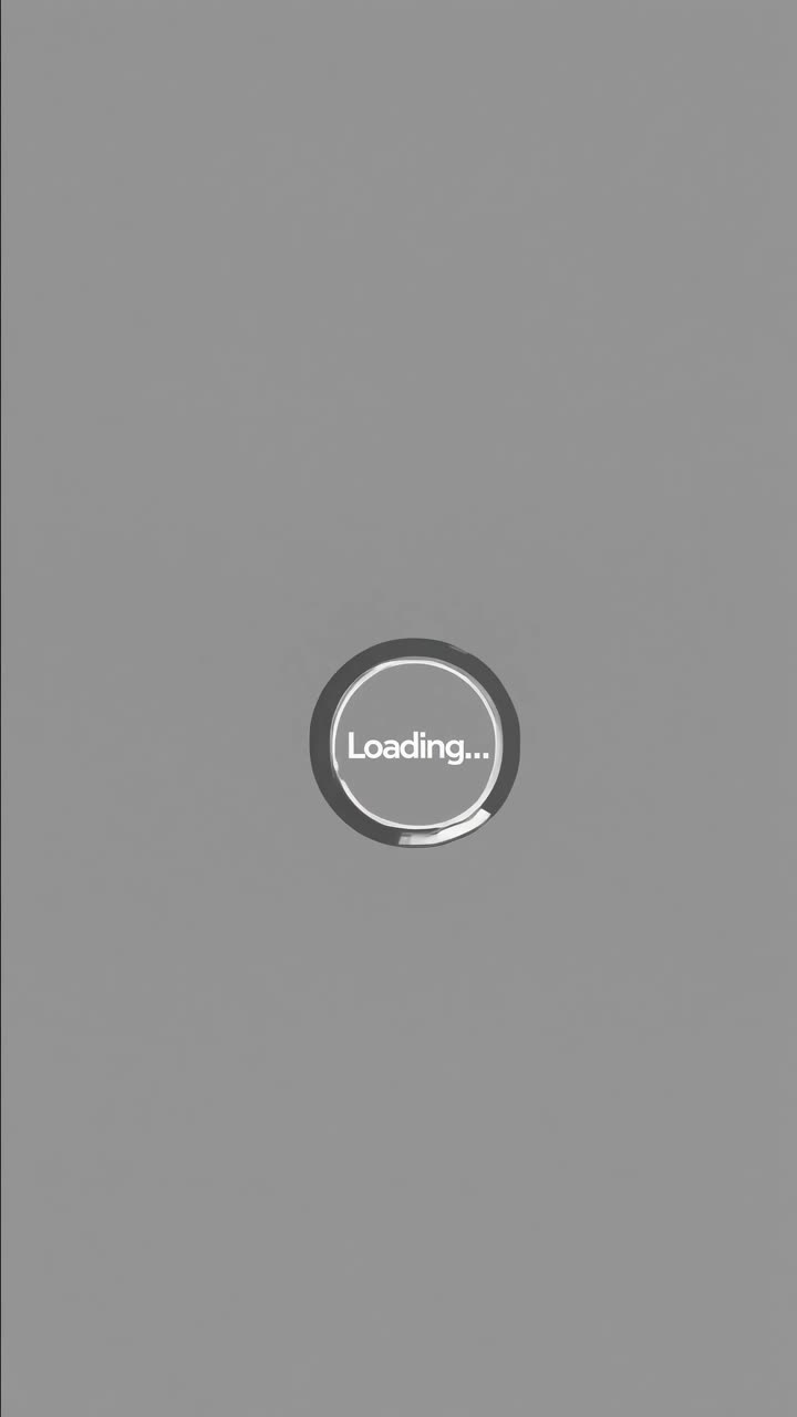 Minimalist video loading screen with a centered, top-down view of a circular loading icon on a plain