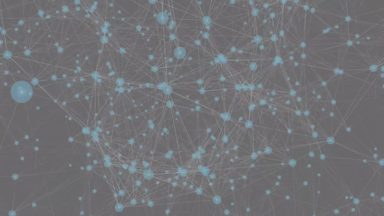 Animation of network of connections with icons on black background