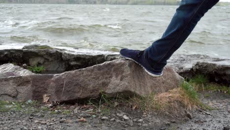 rocky shoreline of a lake
