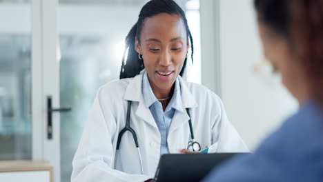 Doctor,-laptop-and-patient-consultation-with-black