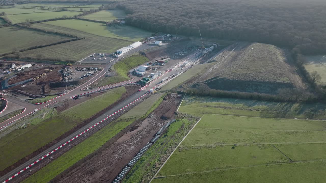 터널 건설 - 고속철도 2개 사이트 - hs2 - long itchington woods, warwickshire, uk, 철도, trainline, groundwork, 중장비, 조감도