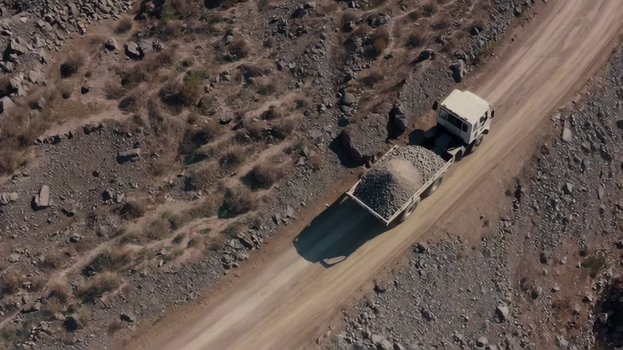 Dump Truck on Dirt Road in Quarry