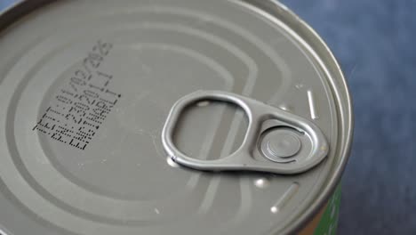 close-up of an opened metal food can