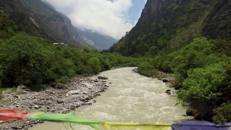 Langtang-River-in-Nepal-surrounded-by-mountains