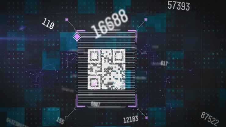 Animation of qr code, data processing over squares