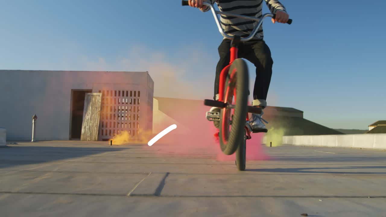 BMX Stunts on Rooftop with Smoke
