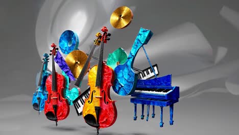 instrumentos musicales abstractos y coloridos