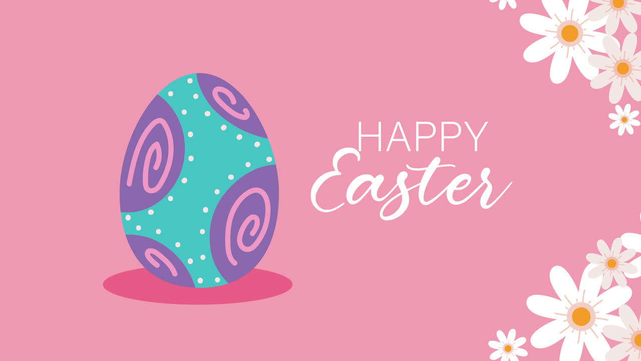 Illustrazione di Buona Pasqua con uovo e fiori