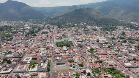 rotating aerial hypelapse around the town square in antigua guatemala