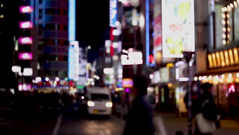 city street with pedestrians and vibrant lights