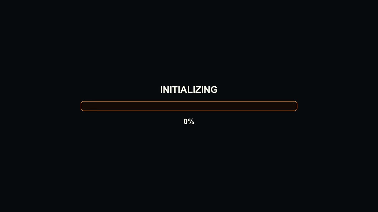 A progressbar animation displays the status of loading content for a video creator during streaming. The text shows INITIALIZING with a current percentage of 0