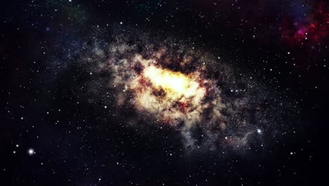 galaxy rotates in the universe against a background of nebula clouds