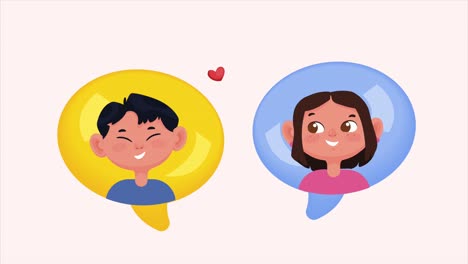 asian couple in speech bubbles