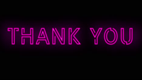 flashing pink and purple thank you neon sign on and off with flicker