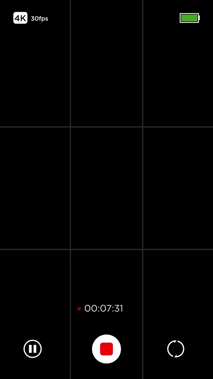 Smartphone Camera App Interface with Recording Controls