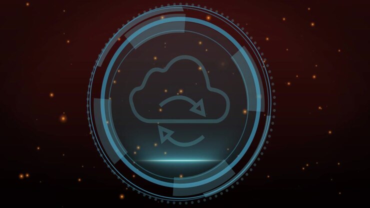 Shield appearing and Cyber Security fading, HUD expanding cloud syncing, scanning, showing security
