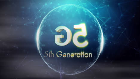 5th generation text and 5g symbol animation over digital network background