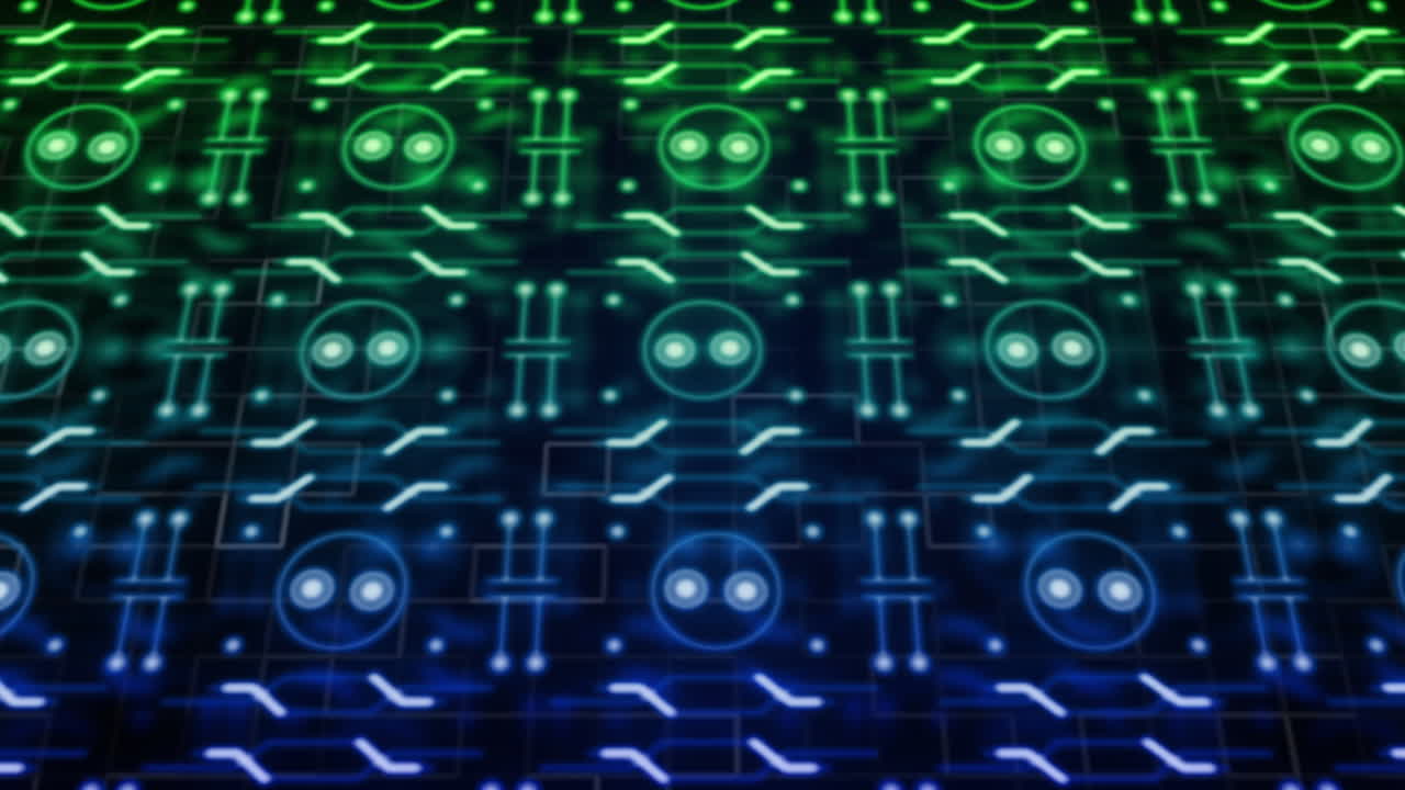 animación de formas que se mueven sobre una red de conexiones