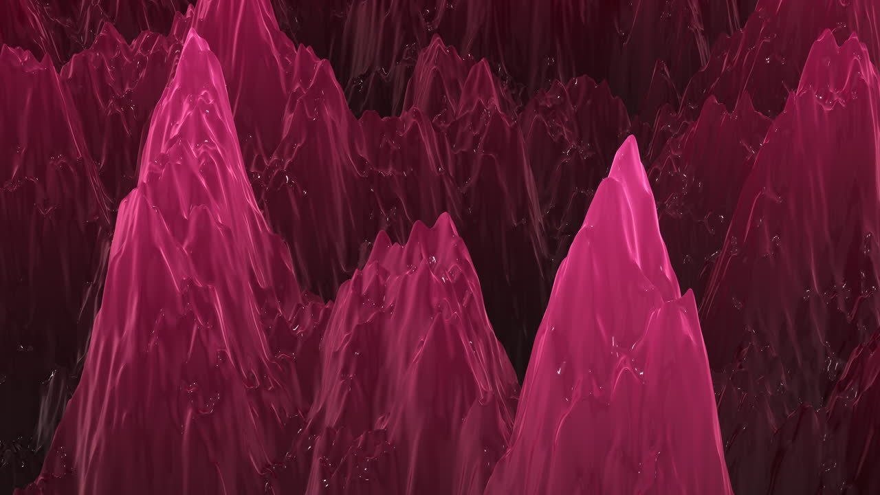 Filmato astratto ravvicinato di liquido magenta che forma onde fluide e creste morbide, creando uno sfondo dinamico con texture a inchiostro e spazio per il testo per un uso di design moderno.