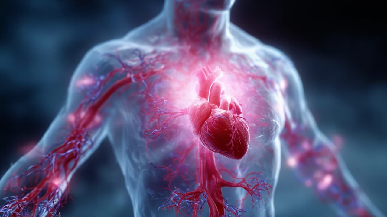 Visualizing the Human Heart: A Glowing Representation of the Heart Within the Body, Highlighting Its Vital Role in Circulatory Function and Human Existence