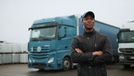 Truck-driver-in-parking-lot