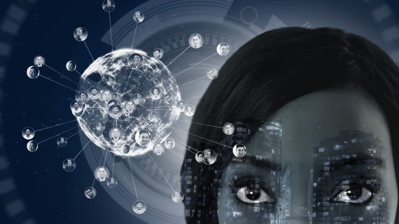 데이터 및 연결 네트워크와 함께 회전하는 지구