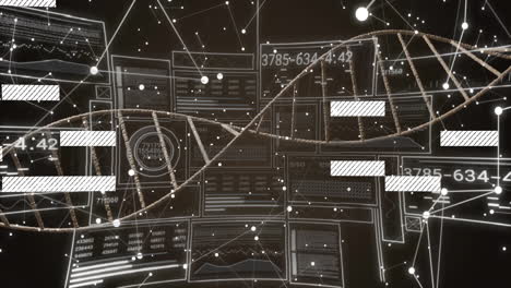 animated scene showing rope-textured helix rotating diagonally, revealing network nodes and panels
